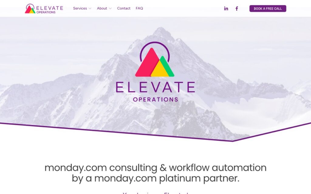Screenshot of the Elevate Operations homepage, taken 12 October 2026