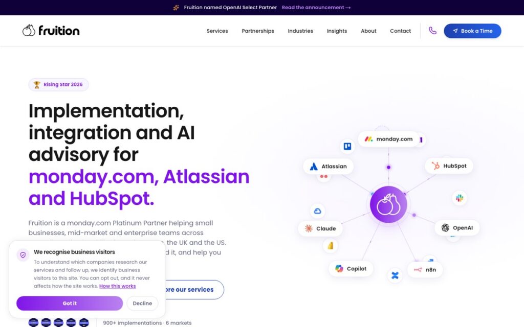 Screenshot of the Fruition homepage, taken 12 October 2026